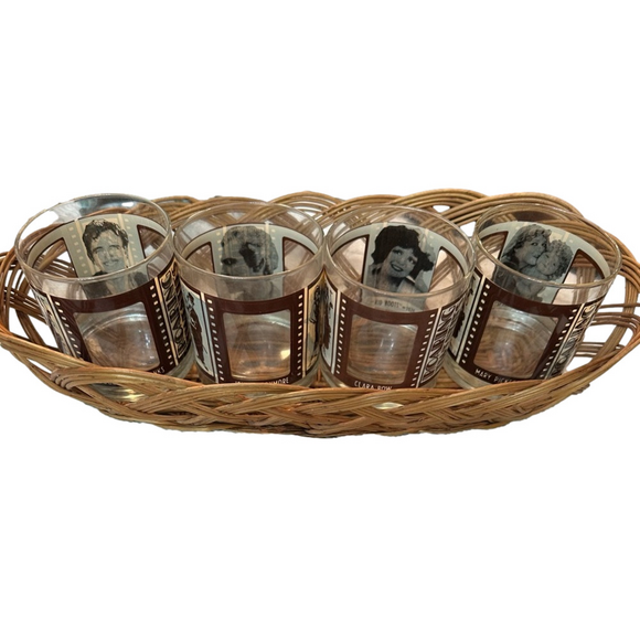 Roaring Twenties Houze Art Hollywood Movie Stars Window Rocks Low‎ Ball Glasses - Picture 1 of 11